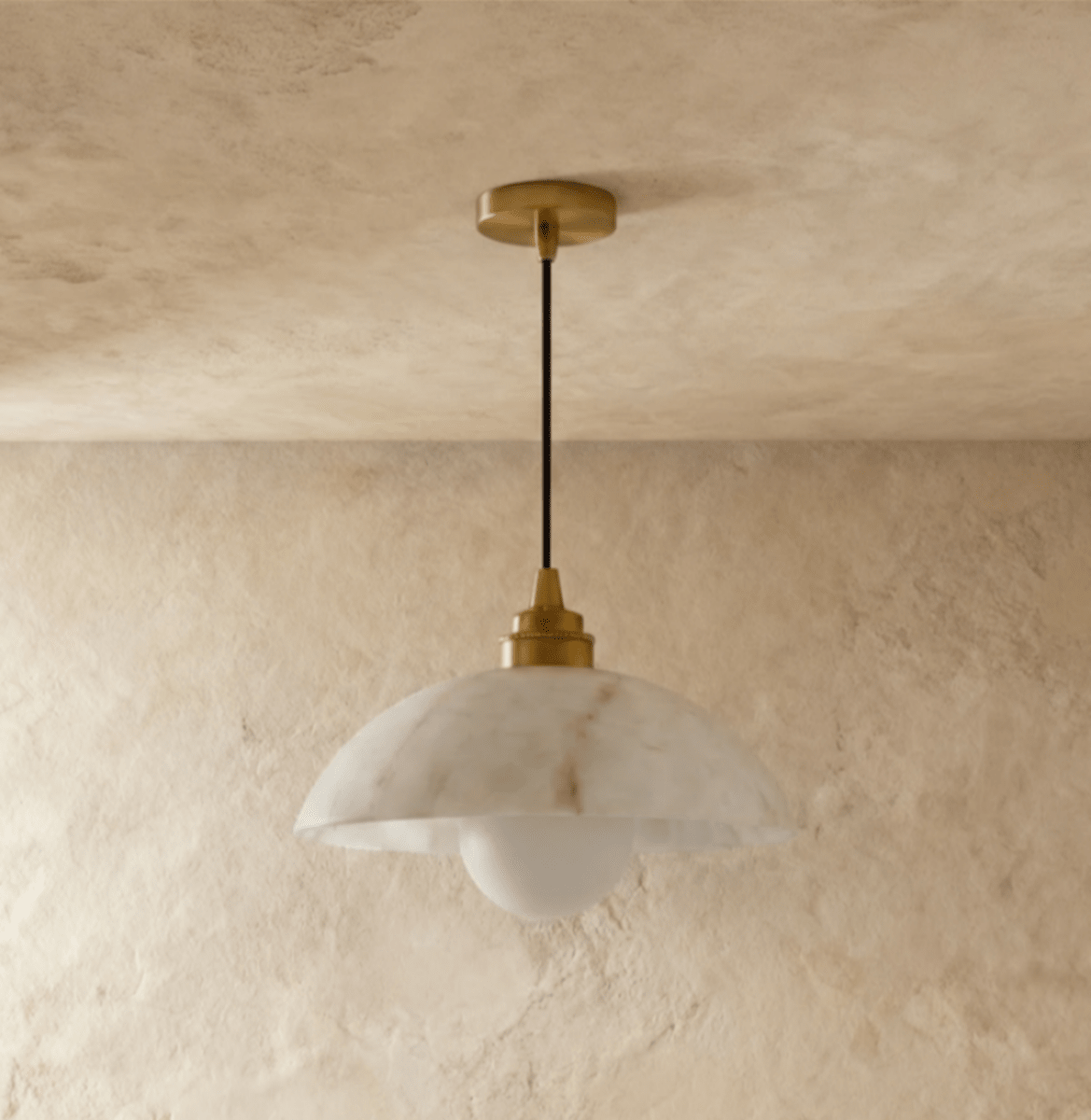 Cupola Alabaster Pendant Light, shade and diffuser detail
