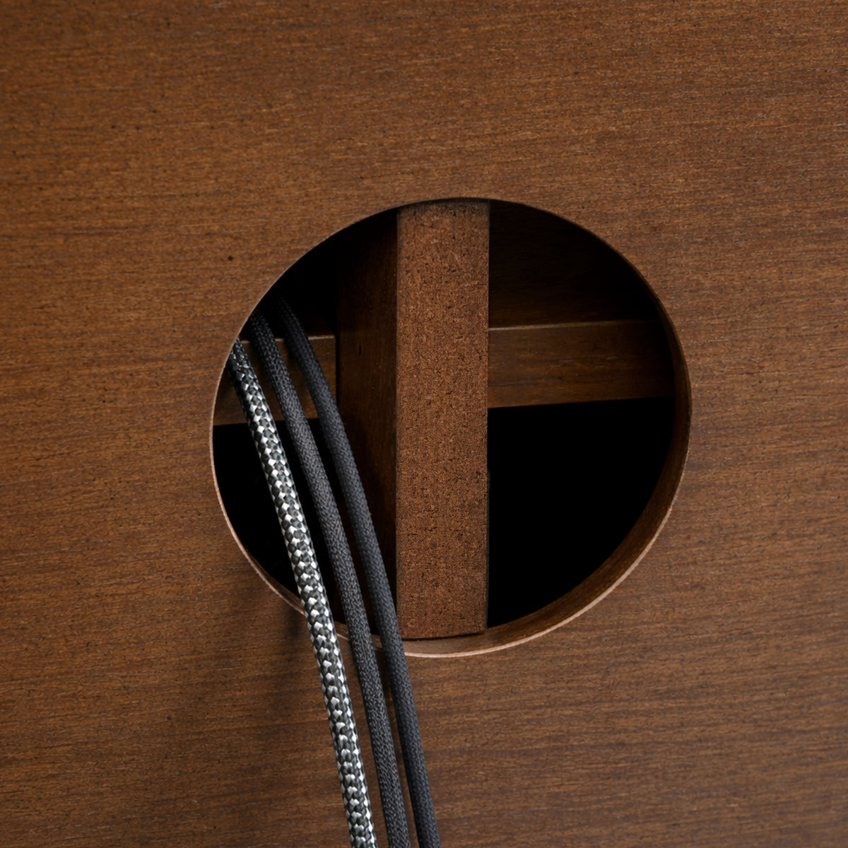 Cura 71" Walnut Sideboard, interior shelf detail