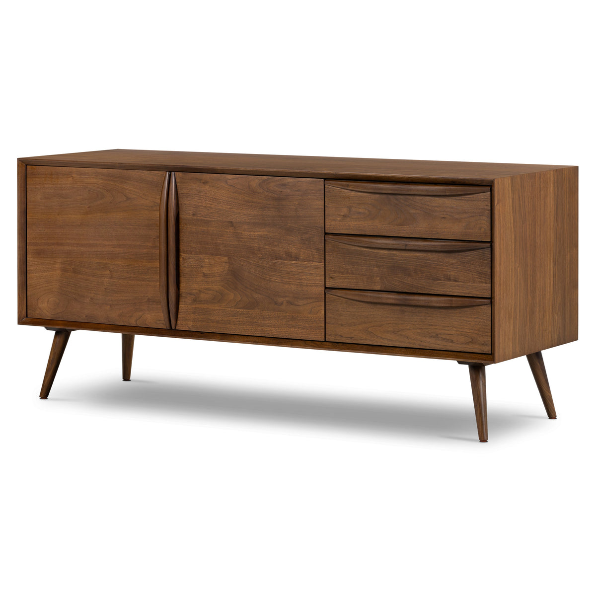 Cura 71" Walnut Sideboard, handle and hardware detail