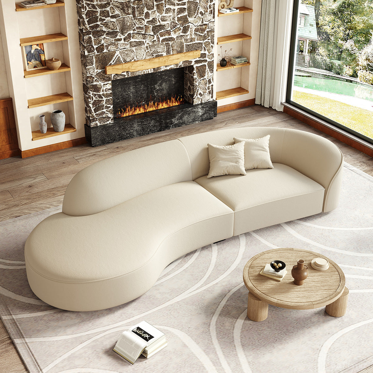 Curved Sectional Sofa, leg and base detail