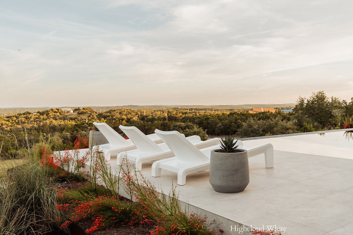 Deck Chaise Lounge, white, back and frame view