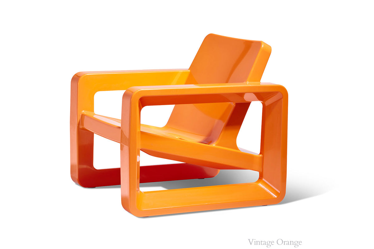 Deck Outdoor Lounge Chair, orange, full side profile