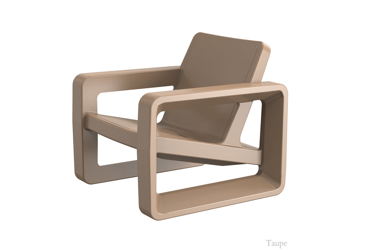 Deck Outdoor Lounge Chair, taupe, fabric and finish close up