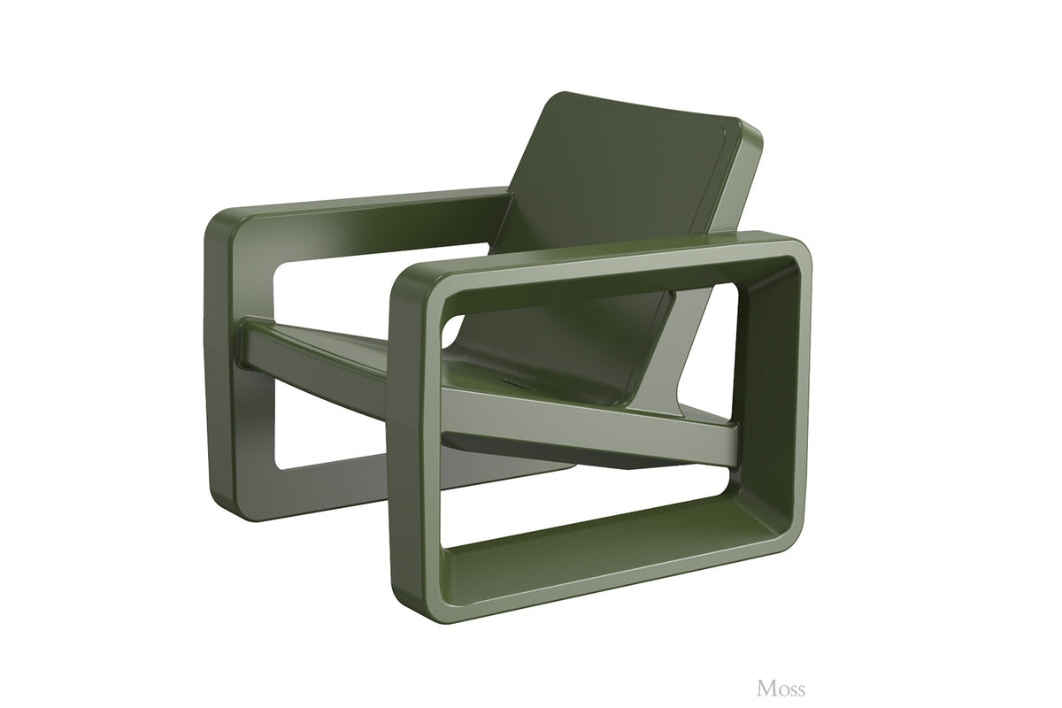 Deck Outdoor Lounge Chair, angled three quarter view