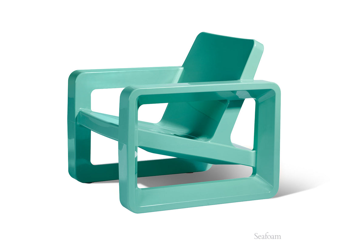 Deck Outdoor Lounge Chair, seafoam, styled outdoors