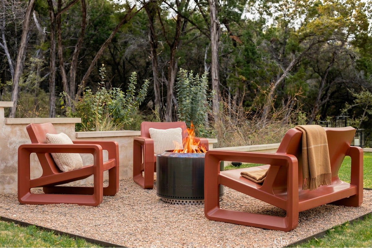 Deck Outdoor Loveseat, clay, styled in a real room