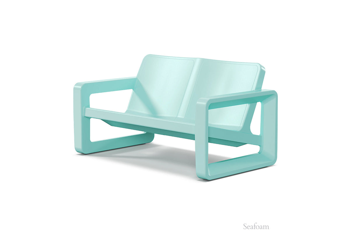 Deck Outdoor Loveseat, seafoam, seat depth detail