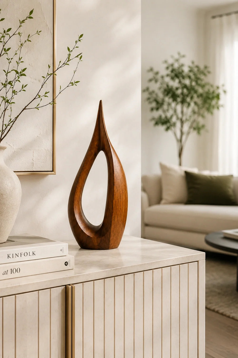 Drift Abstract Wood Sculpture, profile view