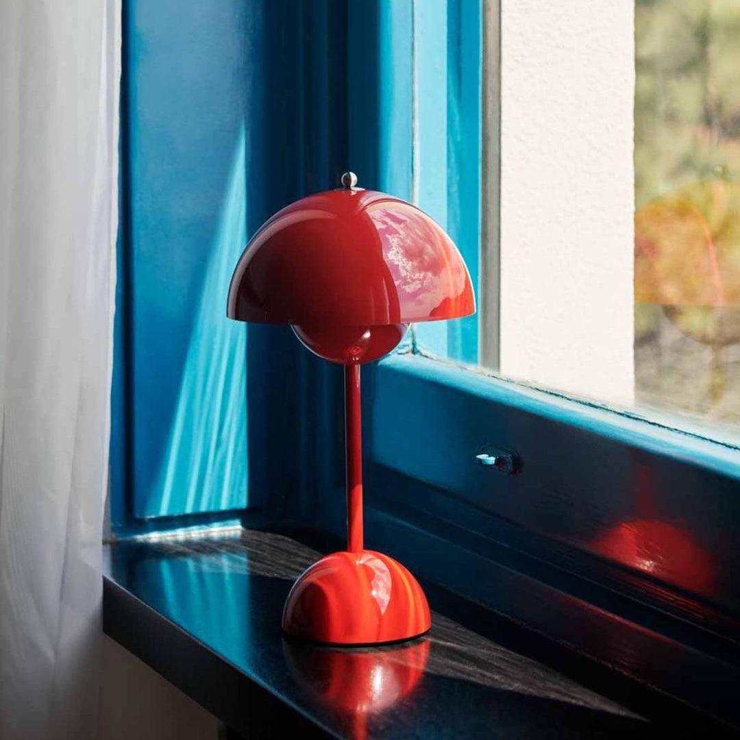 Duo Dome Portable Table Lamp, warm glow when lit 2