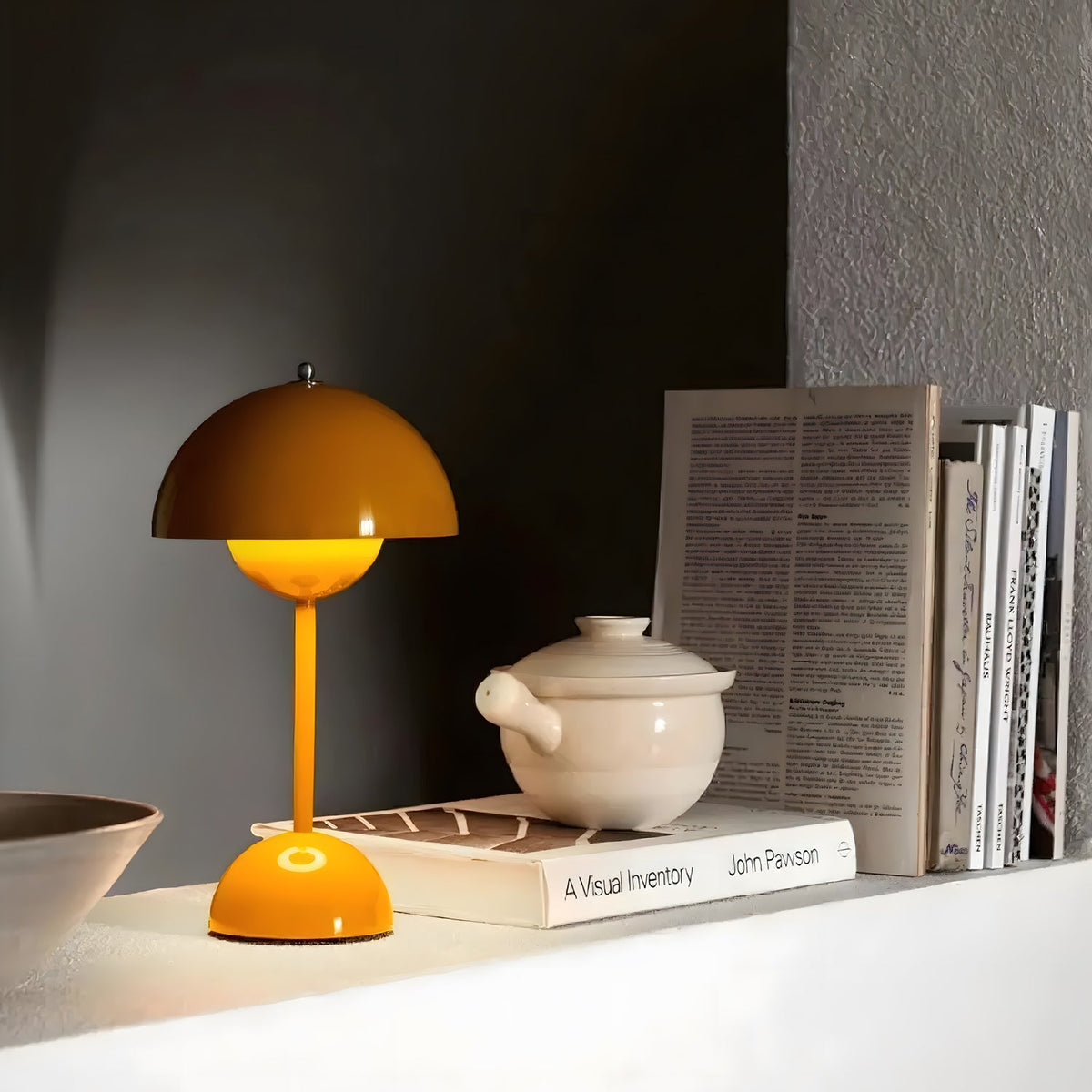 Duo Dome Portable Table Lamp, angled three quarter view