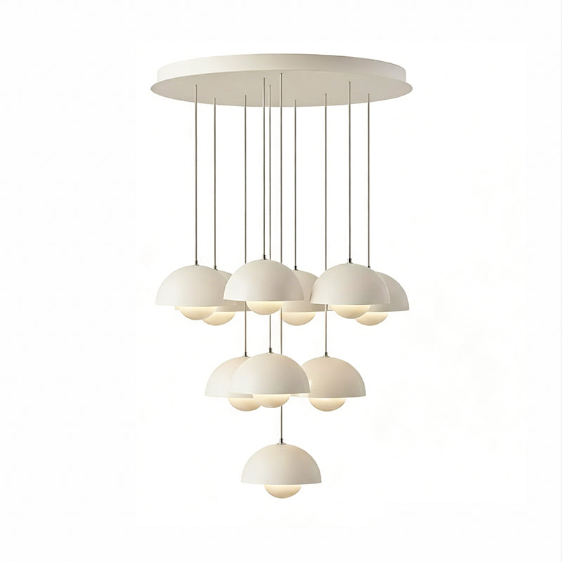 Duo Dome Ten-Light Chandelier, second lit in a styled room