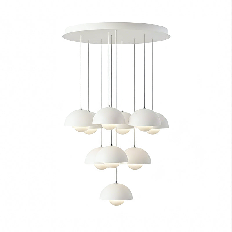 Duo Dome Ten-Light Chandelier, second full fixture view