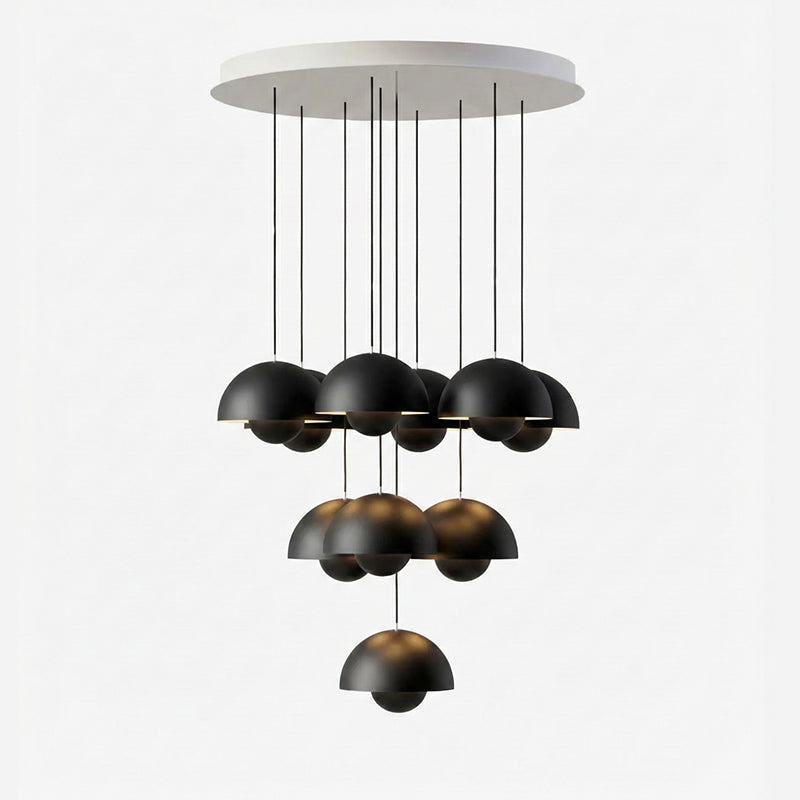 Duo Dome Ten-Light Chandelier, second shade and material close up