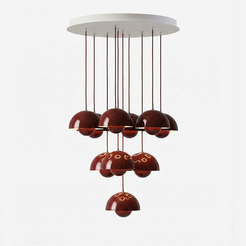 Duo Dome Ten-Light Chandelier, second socket and hardware detail