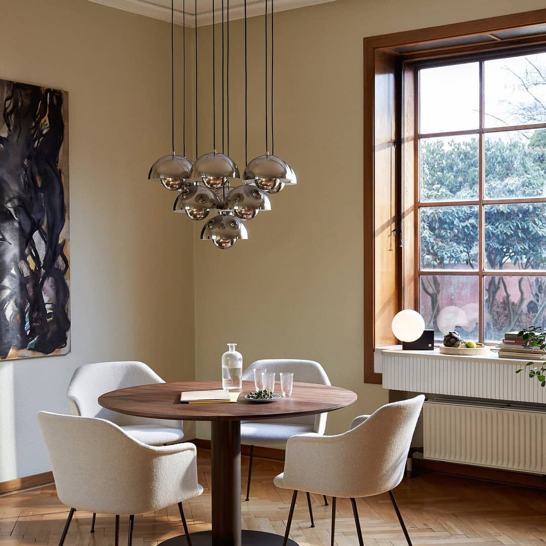 Duo Dome Ten-Light Chandelier, full fixture view