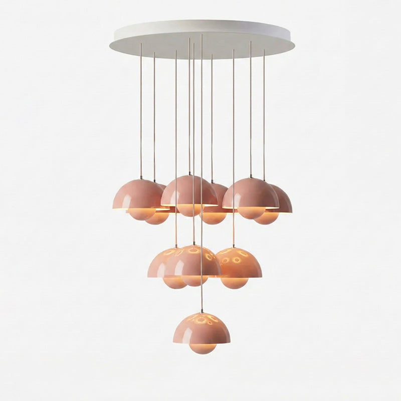 Duo Dome Ten-Light Chandelier, full fixture view 2