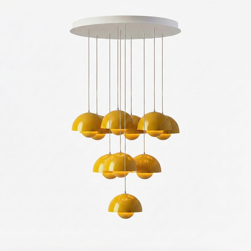 Duo Dome Ten-Light Chandelier, shade and material close up 2
