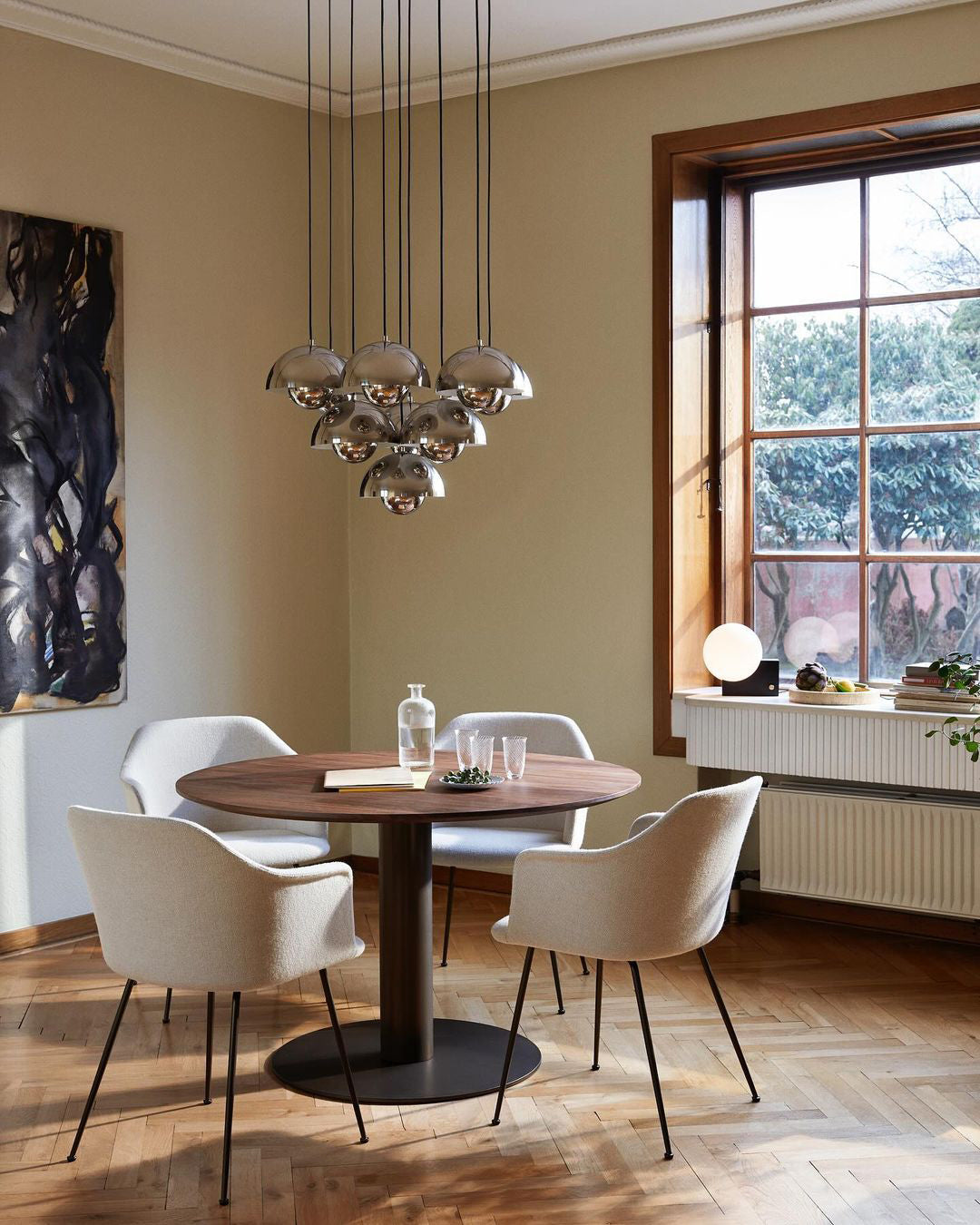 Duo Dome Ten-Light Chandelier, finish close up