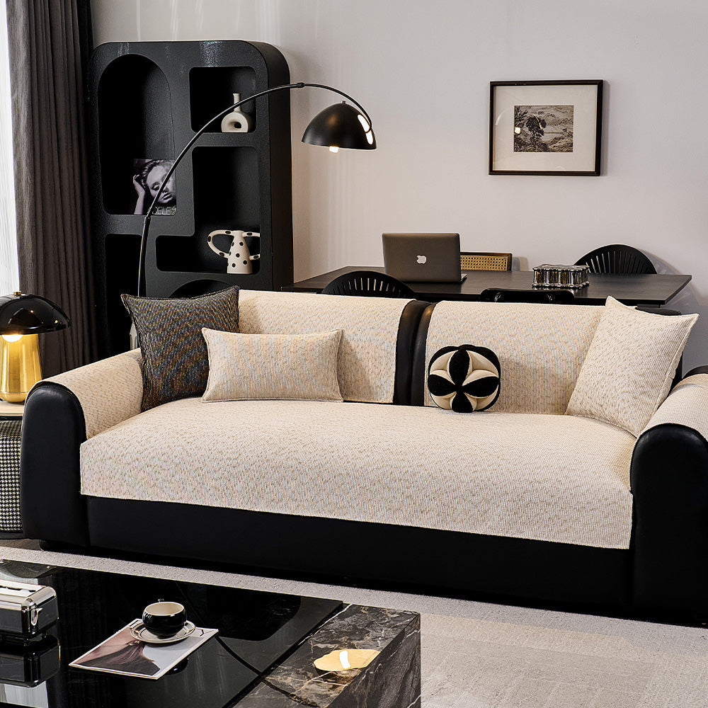 Elevated Texture Chenille Non-Slip Sofa Cover, folded detail