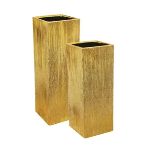 Etched Metallic Gold Collection, styled on a shelf