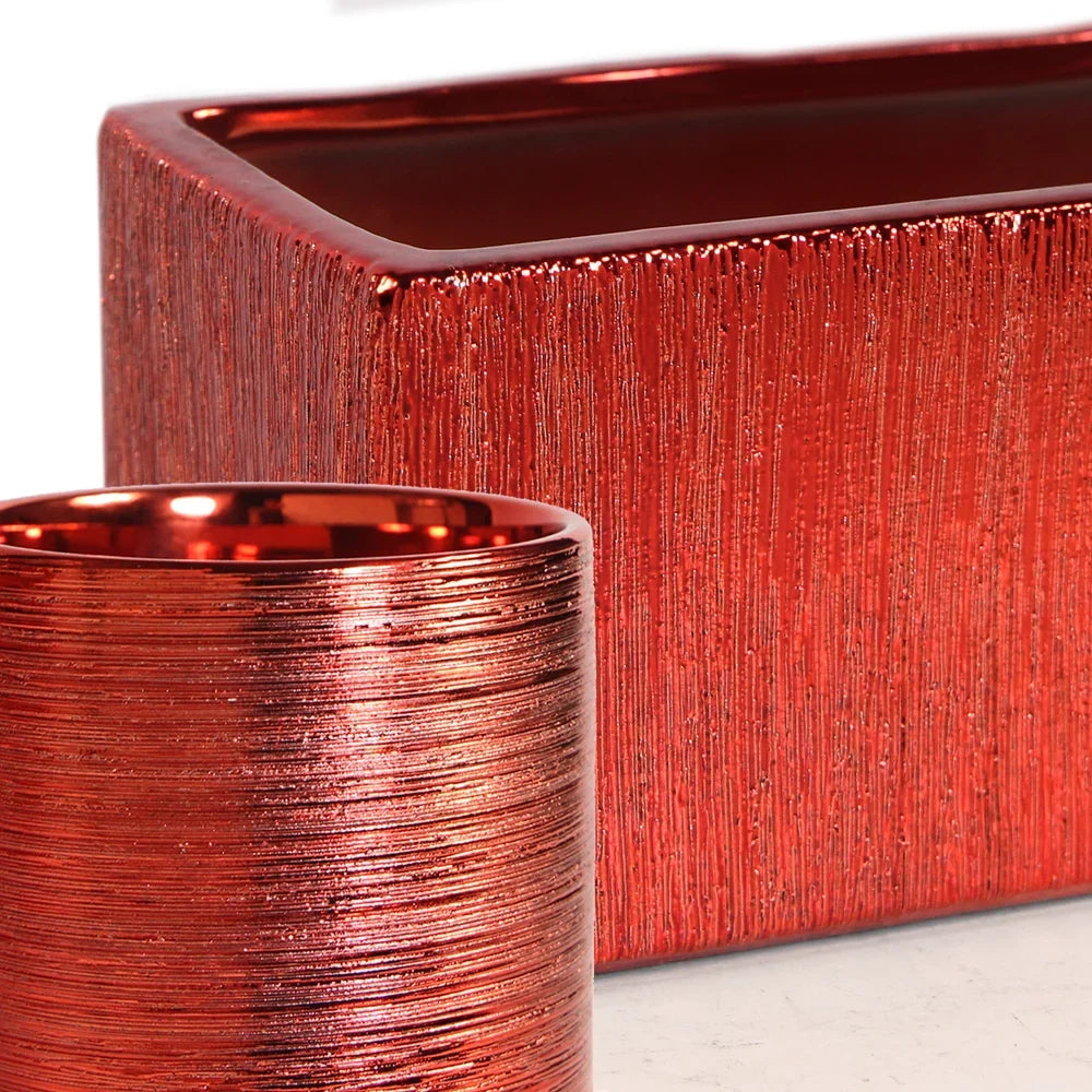 Etched Metallic Red Collection, detail close up