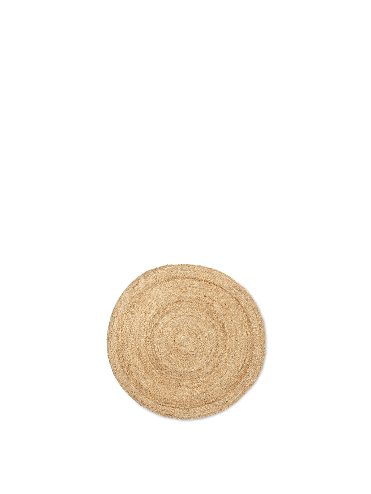 Eternal Round Jute Rug, Natural, underfoot in a living space