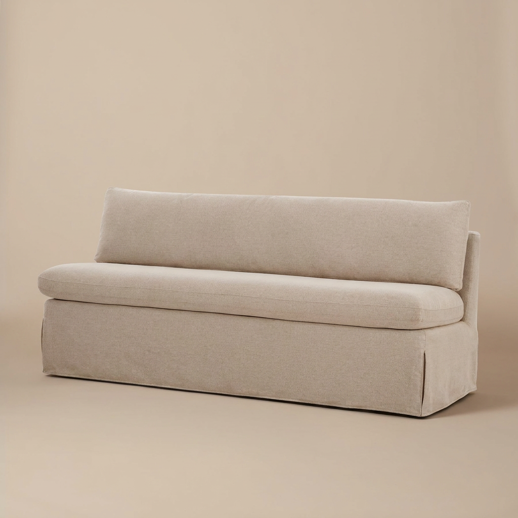 Faro Banquette, full piece styled in a room
