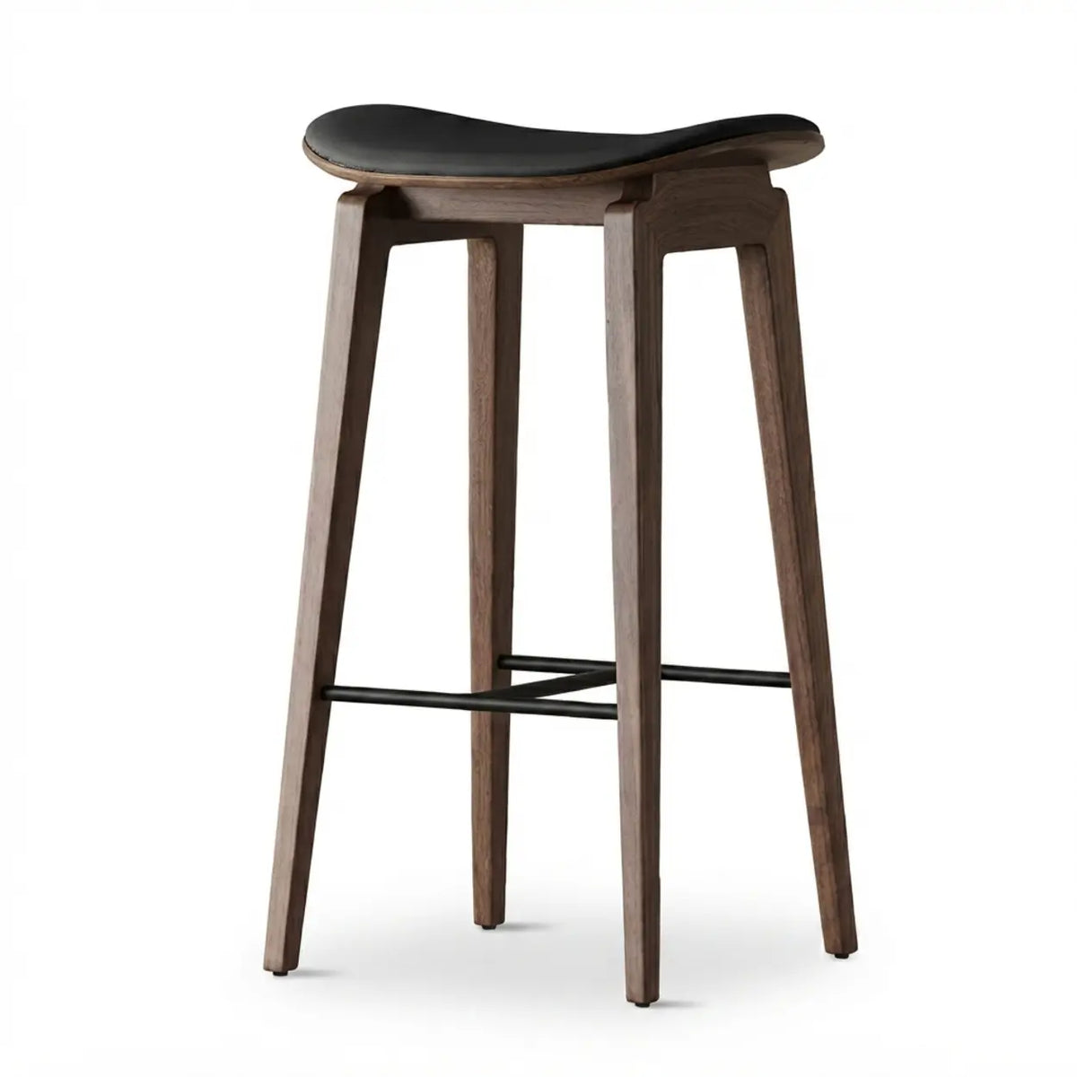 Faux Leather Counter Stool with Footrest and Wood Frame
