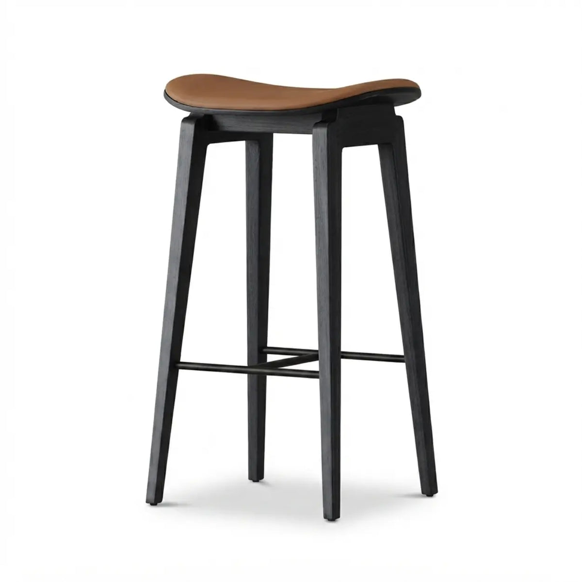 Faux Leather Counter Stool with Footrest and Wood Frame