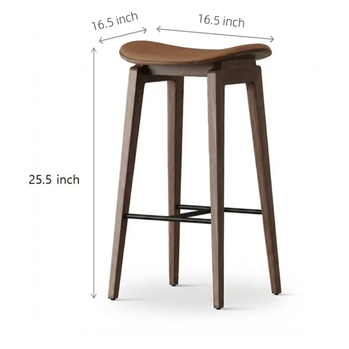 Faux Leather Counter Stool with Footrest and Wood Frame
