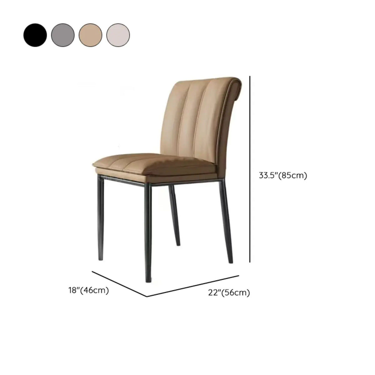 Faux Leather Dining Side Chair with Channel-Stitched Low Back