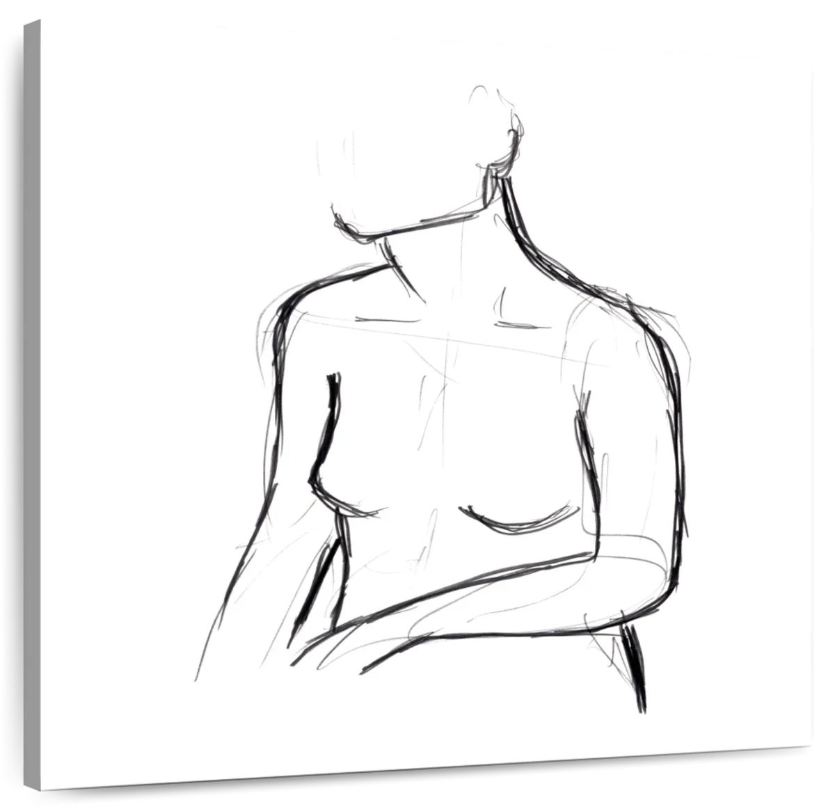 Female Torso Sketch Wall Art, full print view