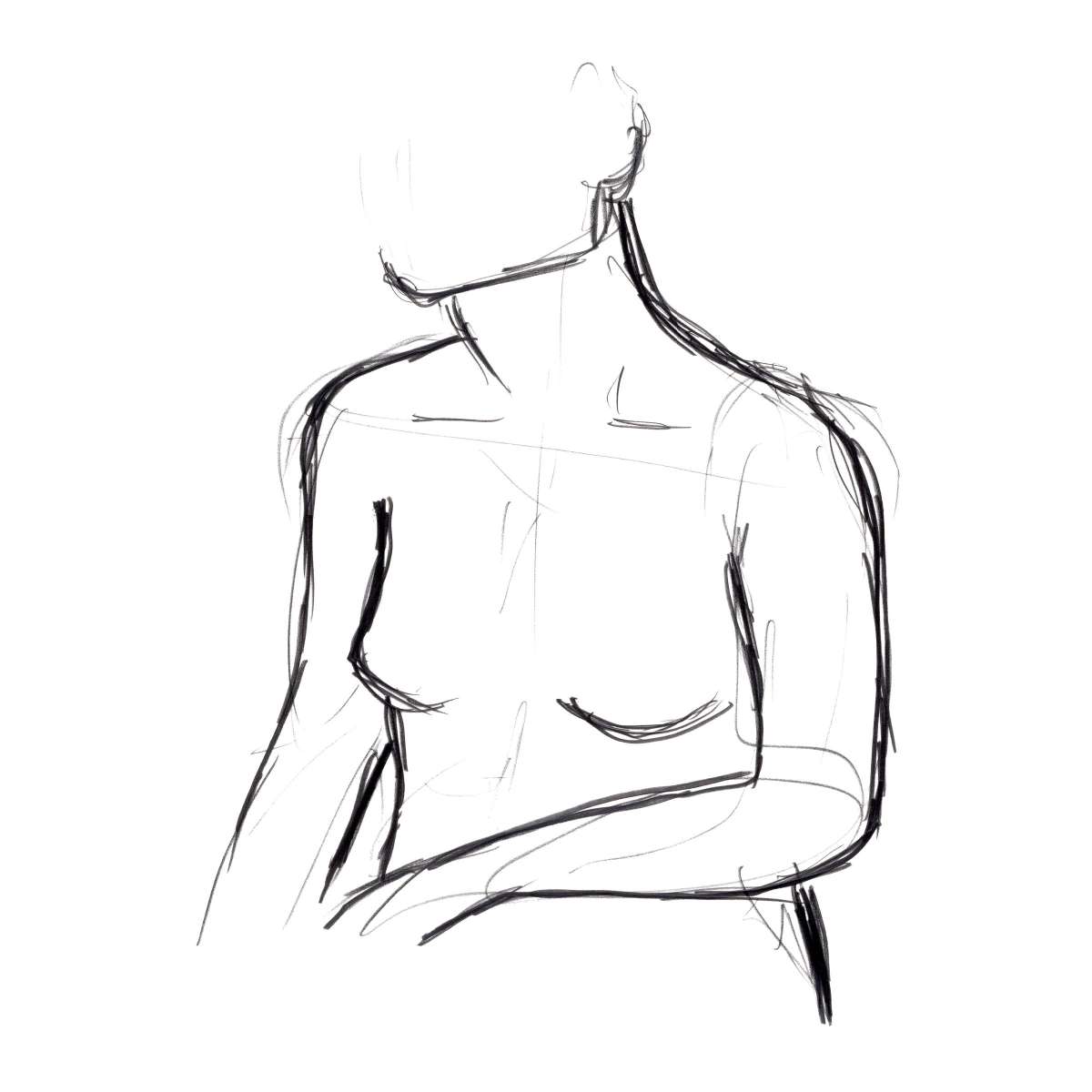 Female Torso Sketch Wall Art, framed and hung on a wall