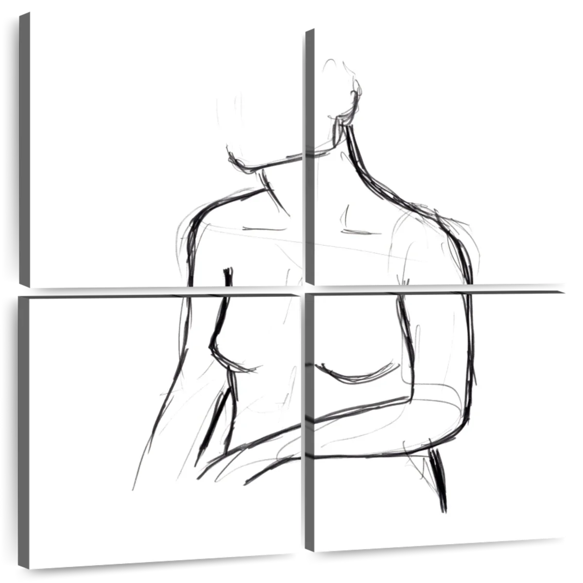 Female Torso Sketch Wall Art, scale in a living room