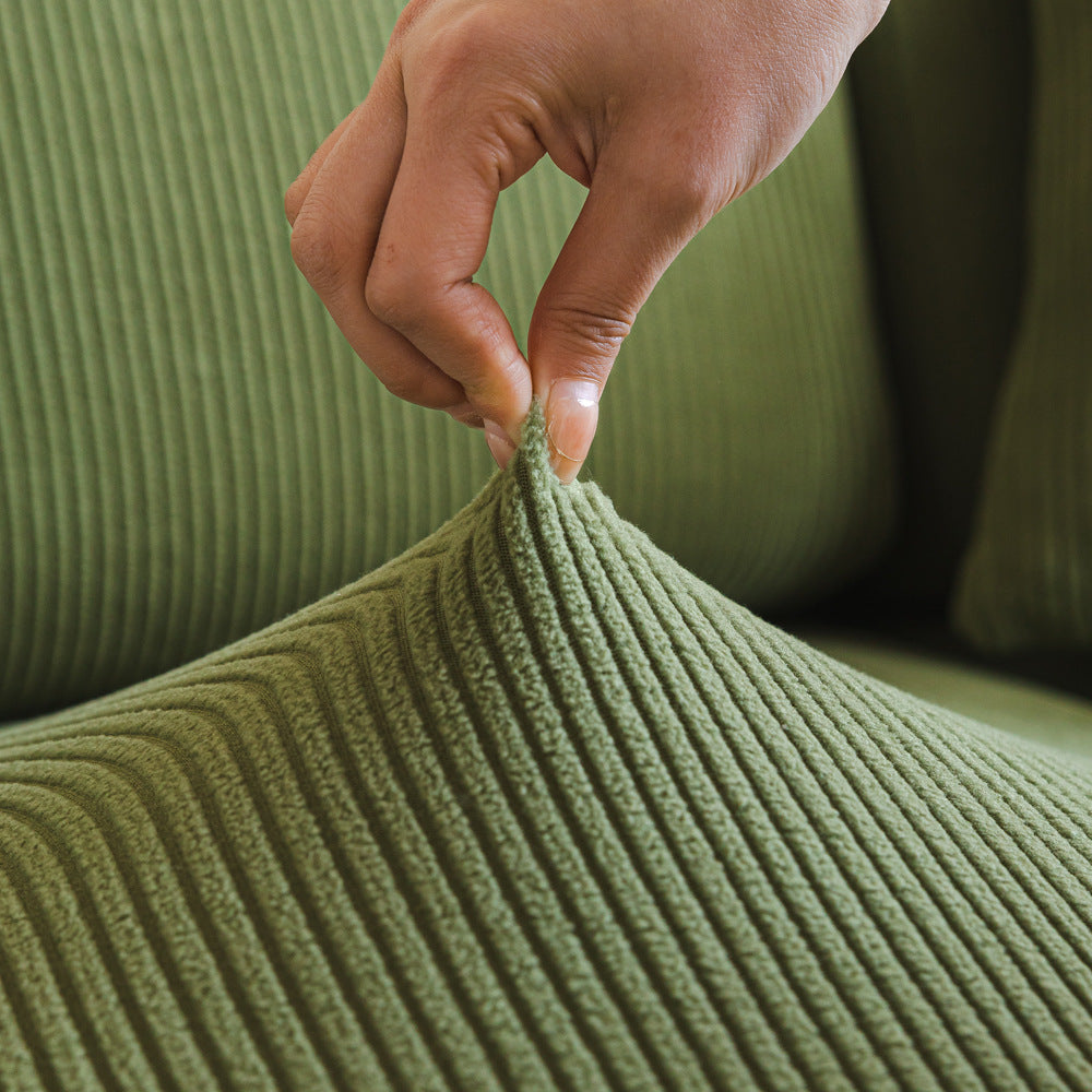 Fine-Ribbed Corduroy Sofa Slipcover, weave texture close up