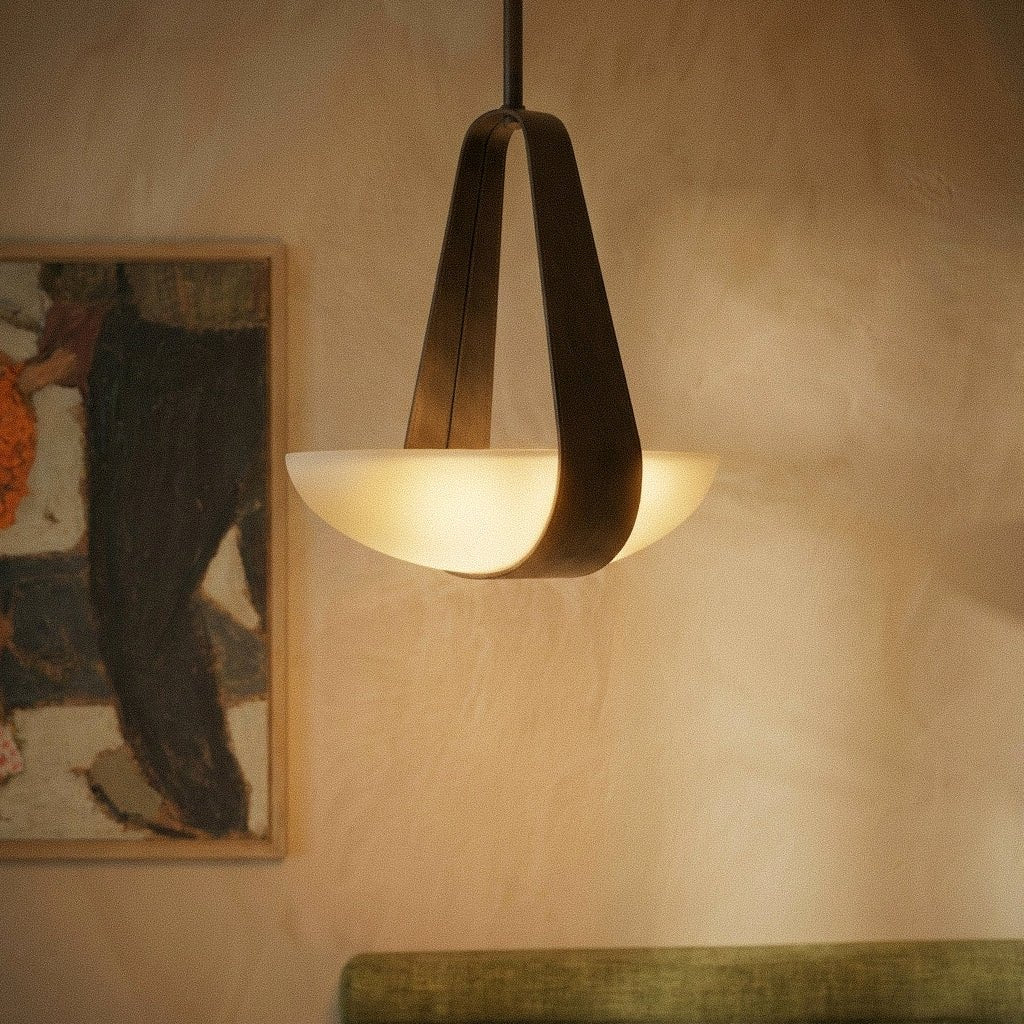 Fune Metal Pendant Light, unlit profile view
