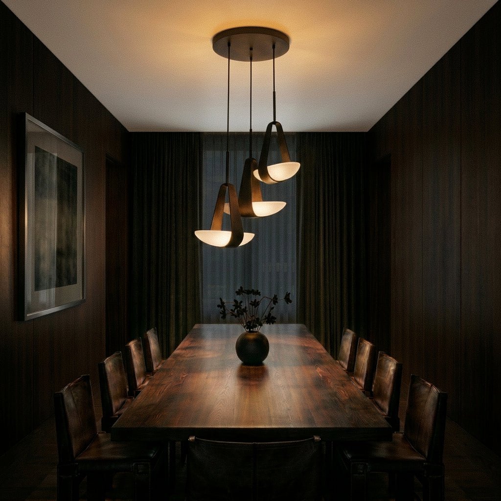 Fune Metal Pendant Light, glow and light quality close up
