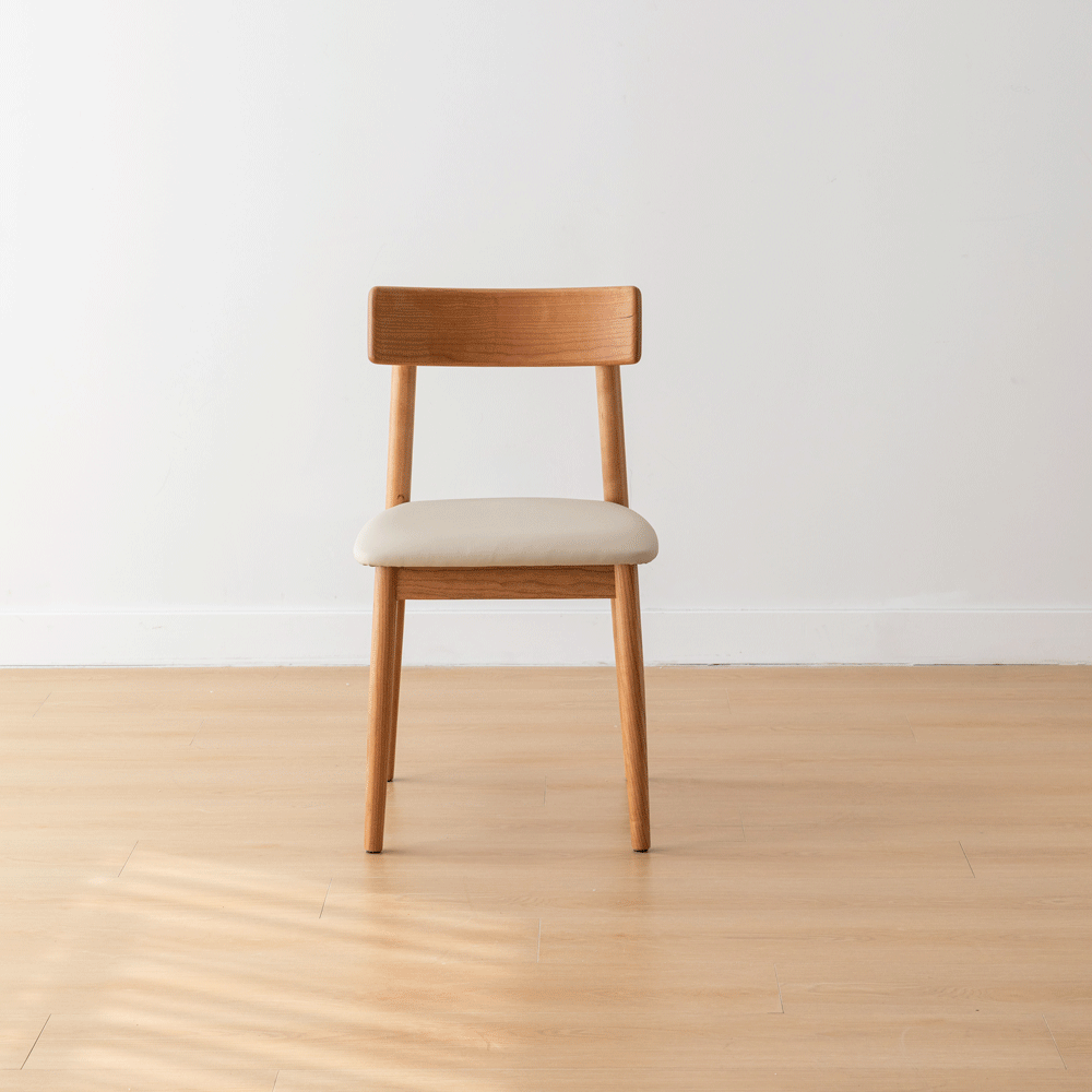 Scandinavian Cherry Wood Mixed Weave Fabric Dining Chair GREEN