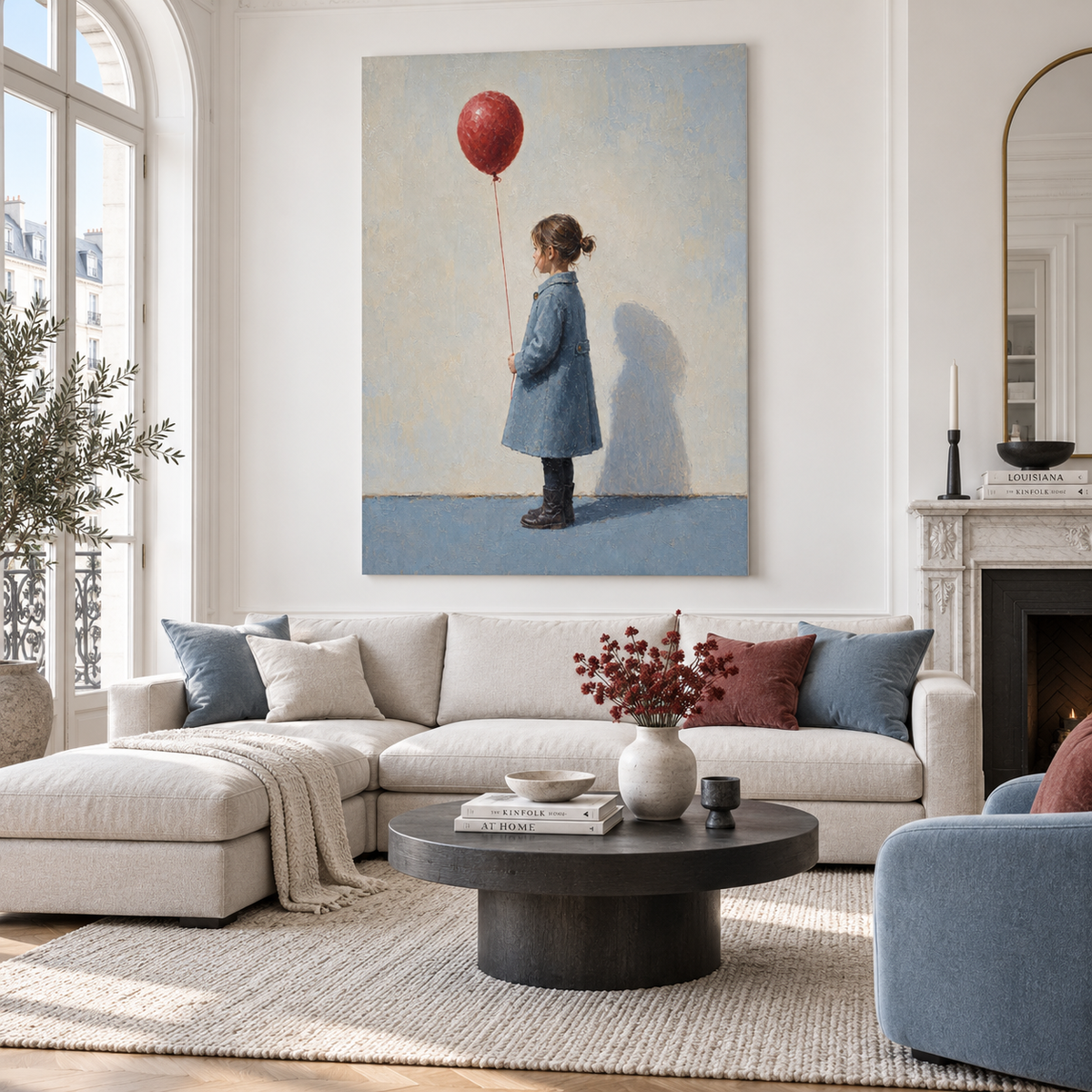 Girl with Red Balloon Canvas Art, corner and edge detail