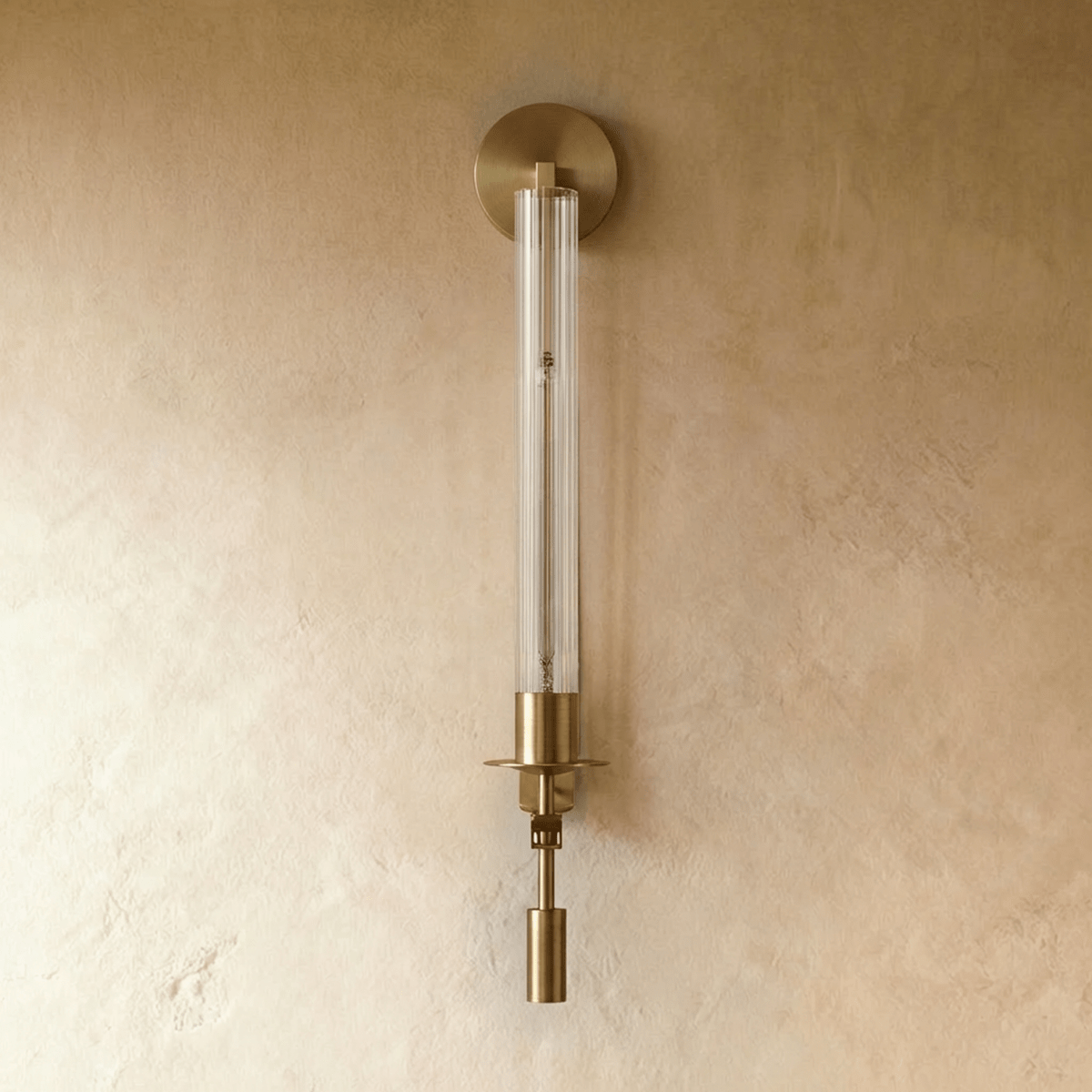 Glenn Wall Lamp - Open Box, fixture lit in a room