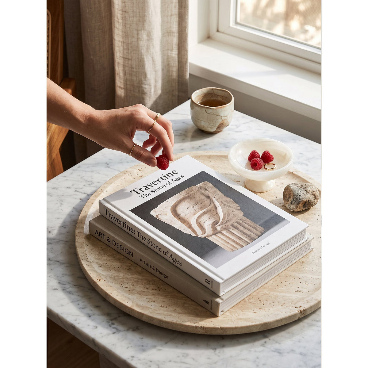 Harlow White Onyx Pedestal Bowl, rim and edge detail