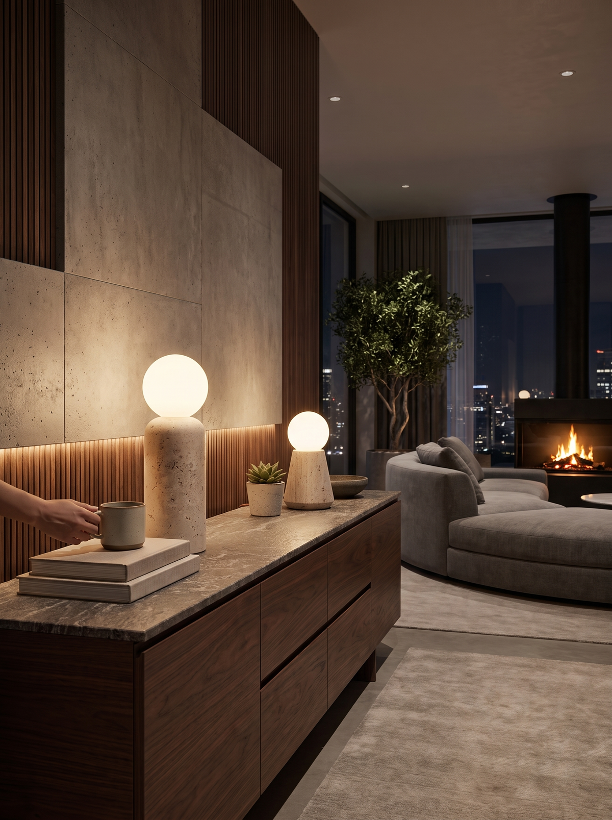 Alvaer Travertine Table Lamp lifestyle 2