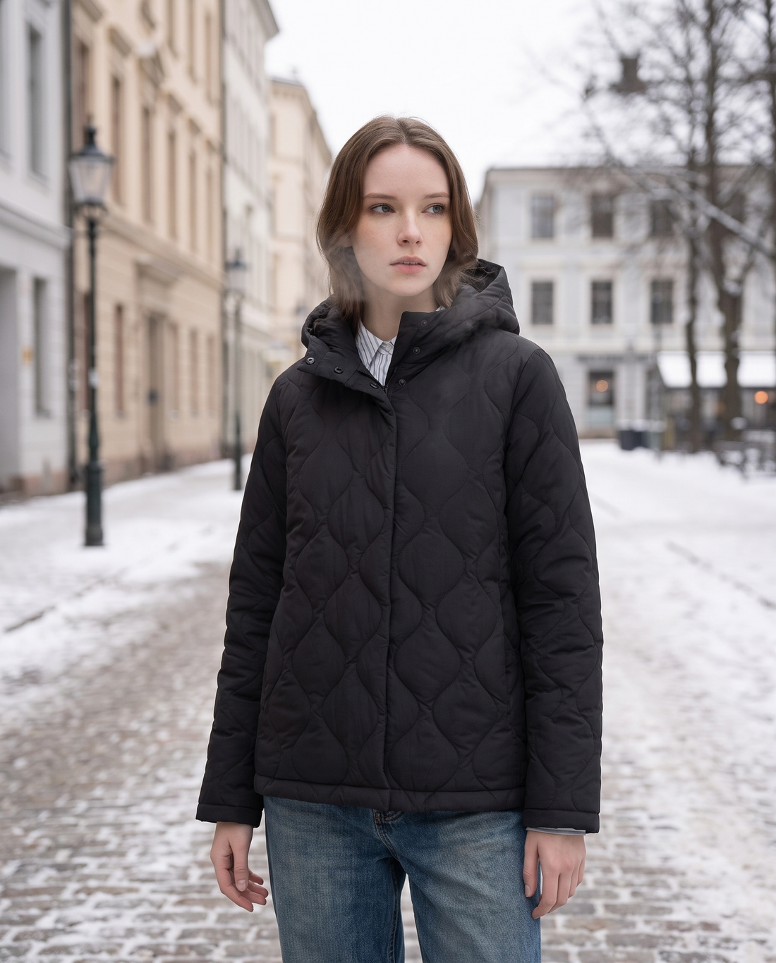 Quilted Down Jacket Lightweight Hooded