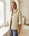 Down Puffer Jacket Three-quarter Sleeves Lightweight Oversized