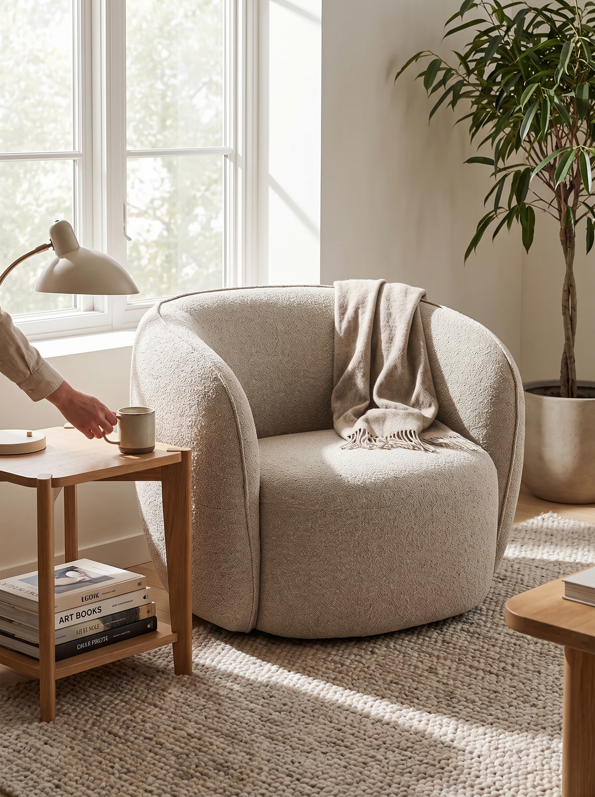 Minimalist Fabric 1 Seater Sofa POD statement seat lifestyle