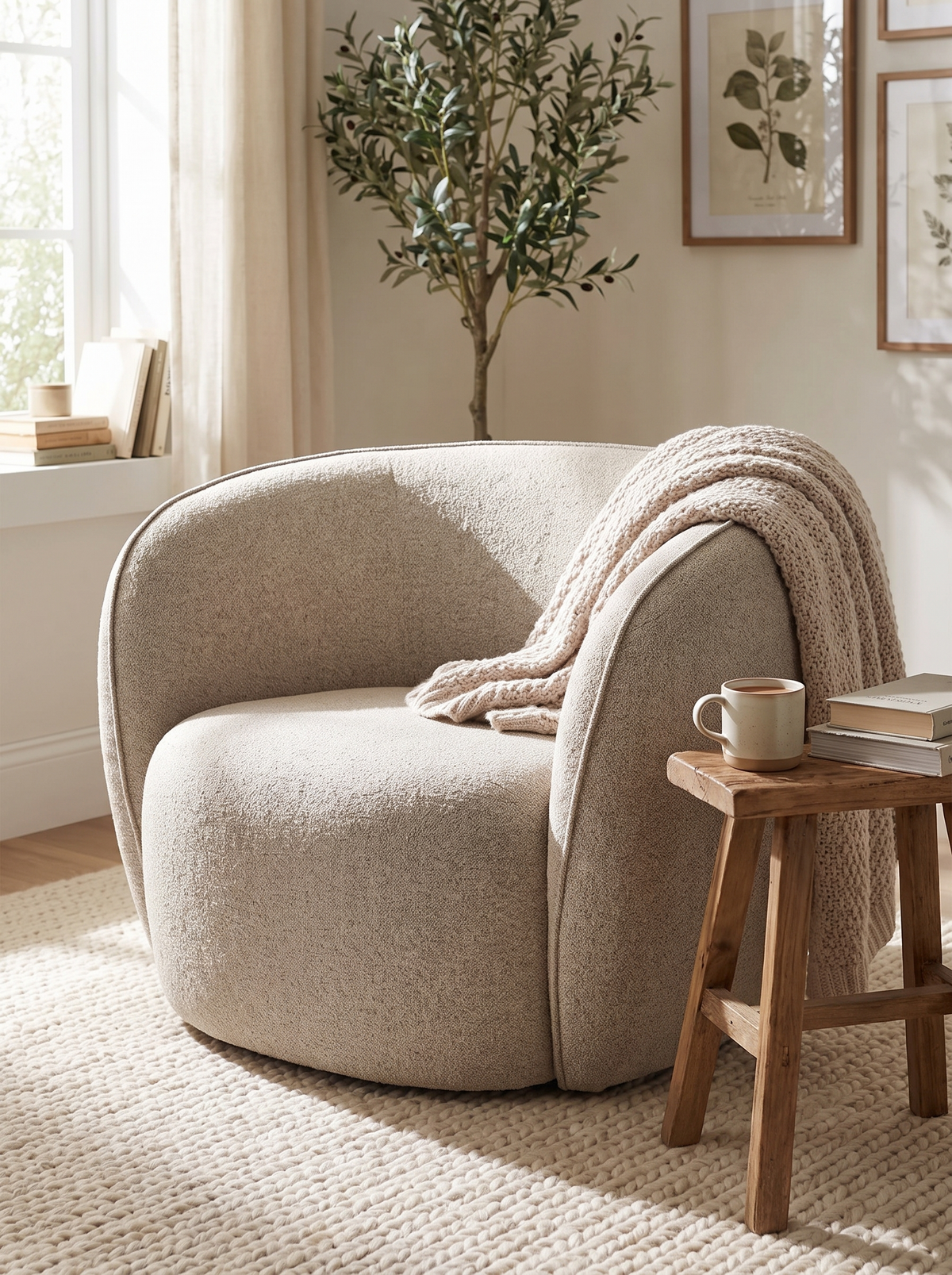 Minimalist Fabric 1 Seater Sofa POD pod form lifestyle