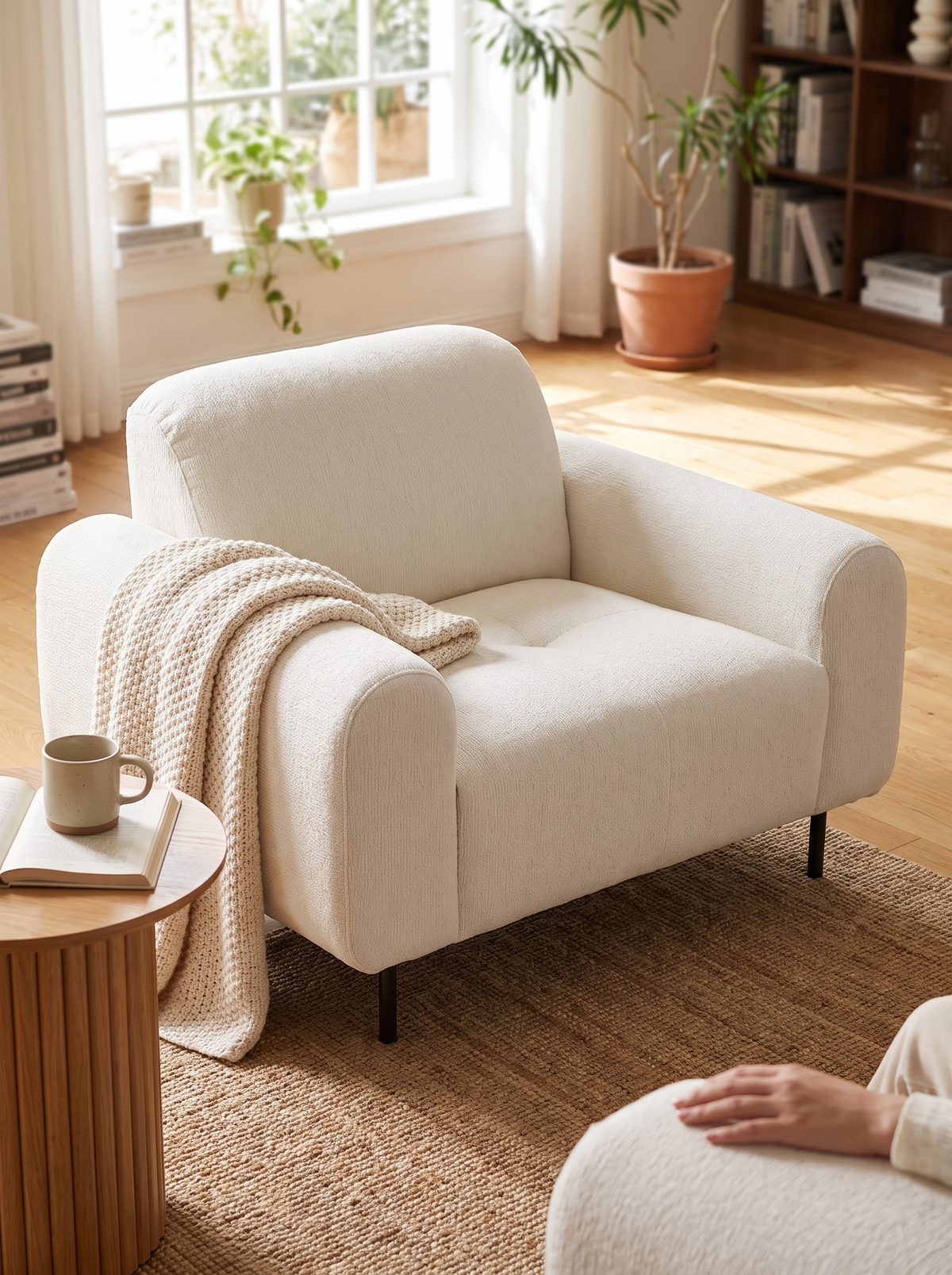Chenille Velvet 1 Seater Sofa DRIFT clean lines lifestyle