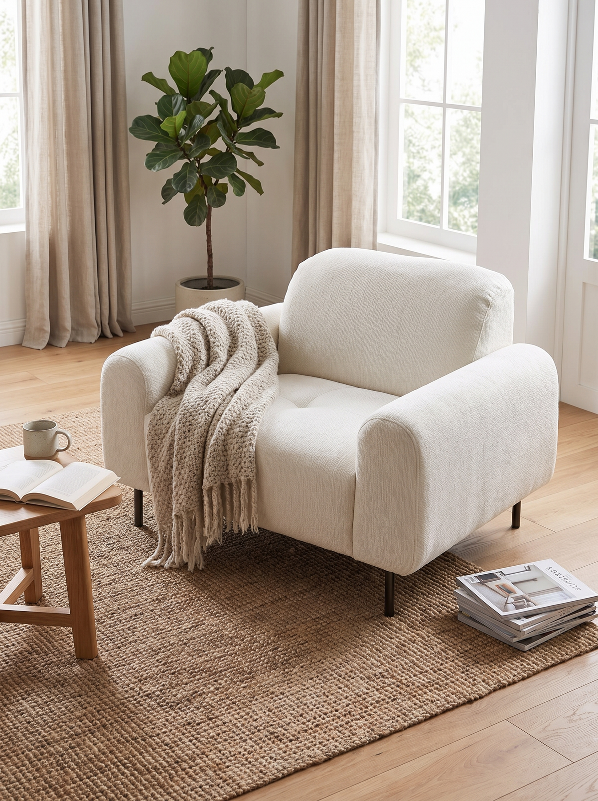 Chenille Velvet 1 Seater Sofa DRIFT relaxed living lifestyle