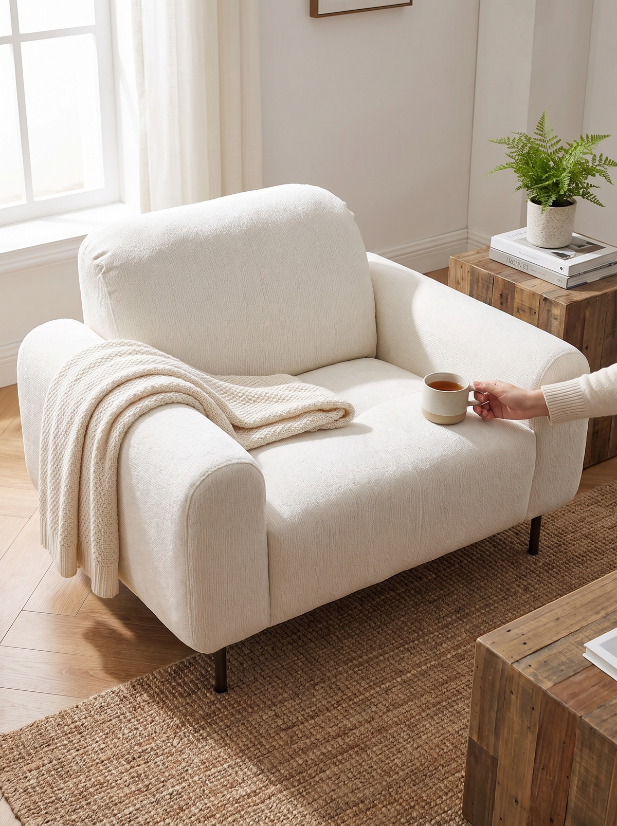 Chenille Velvet 1 Seater Sofa DRIFT plush velvet lifestyle