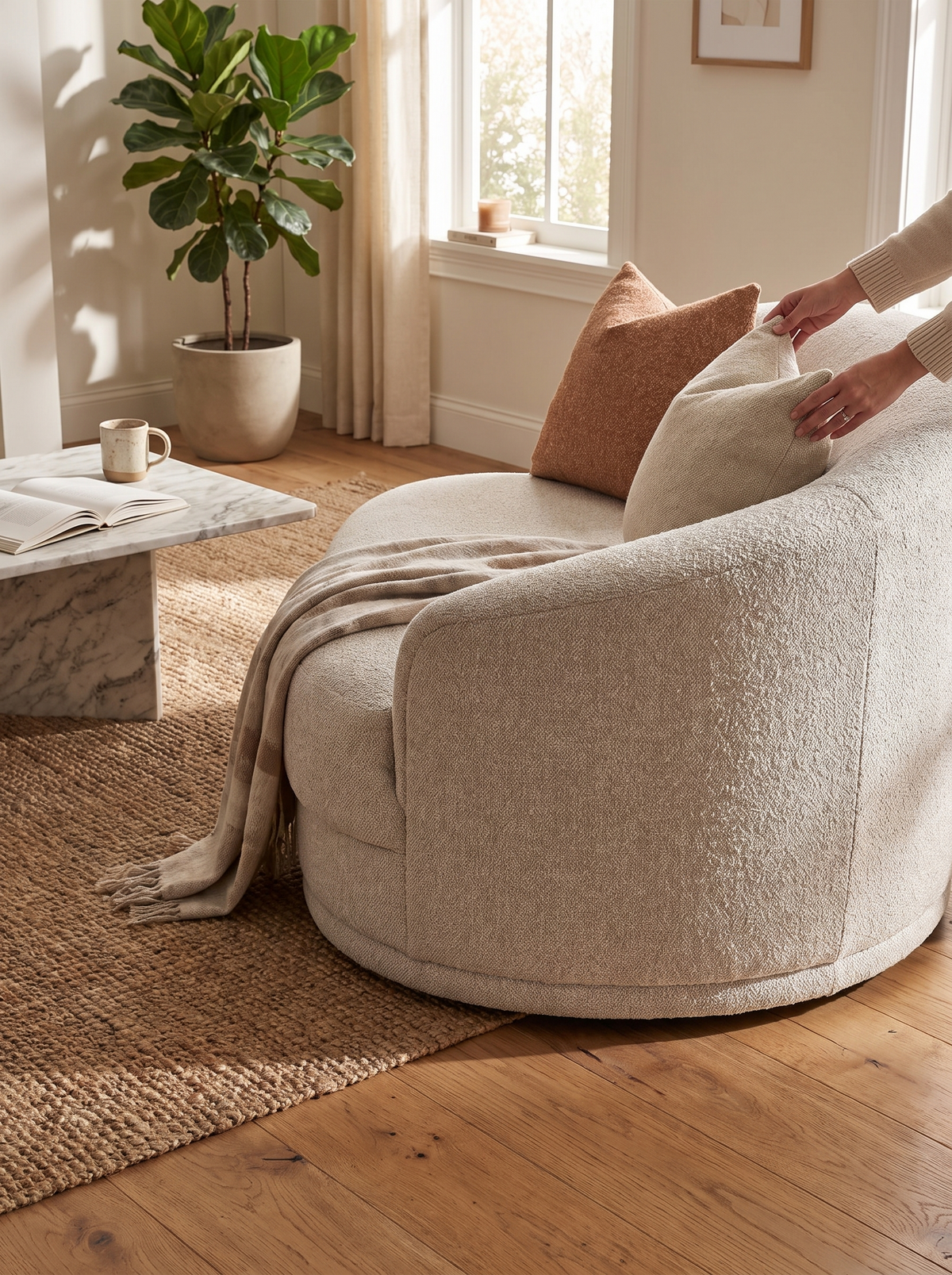 CURVA corner sofa boucle curves lifestyle